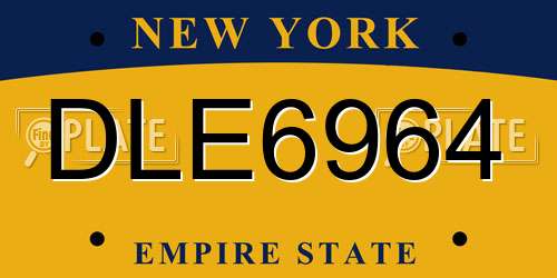 DLE6964 New York License Plate