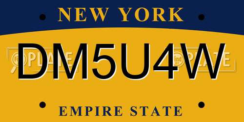 DM5U4W New York License Plate