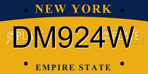 DM924W New York License Plate