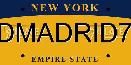 DMADRID7 New York License Plate