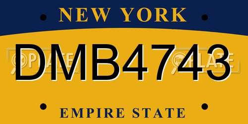 DMB4743 New York License Plate
