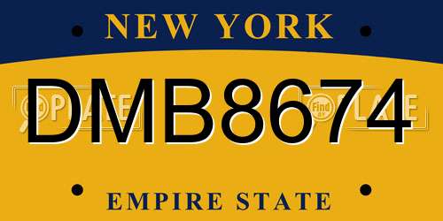 DMB8674 New York License Plate