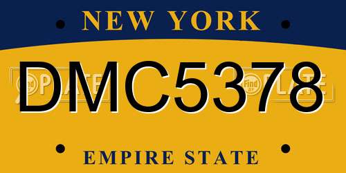 DMC5378 New York License Plate