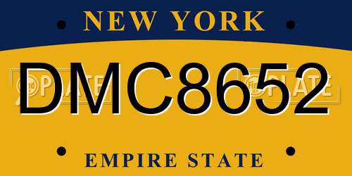DMC8652 New York License Plate