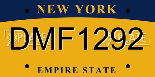 DMF1292 New York License Plate