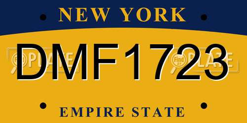 DMF1723 New York License Plate