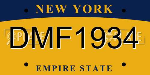 DMF1934 New York License Plate