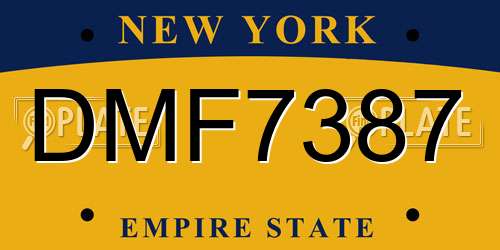 DMF7387 New York License Plate