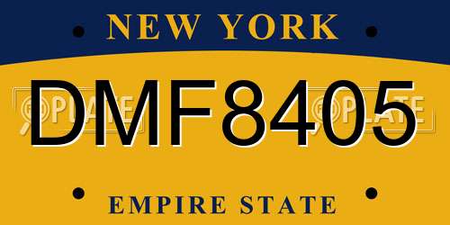 DMF8405 New York License Plate