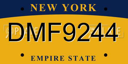 DMF9244 New York License Plate