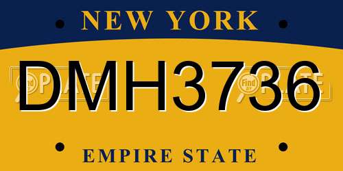 DMH3736 New York License Plate
