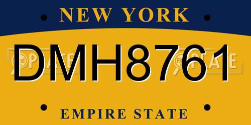 DMH8761 New York License Plate