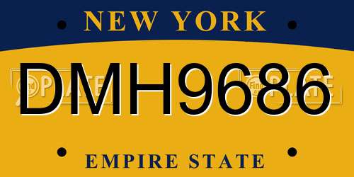 DMH9686 New York License Plate