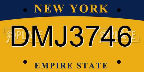 DMJ3746 New York License Plate