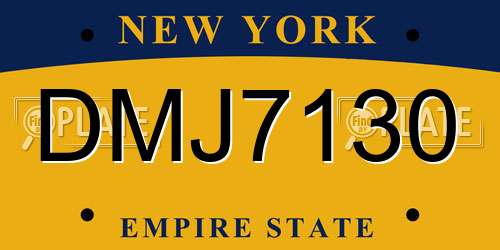 DMJ7130 New York License Plate