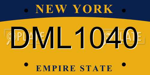 DML1040 New York License Plate
