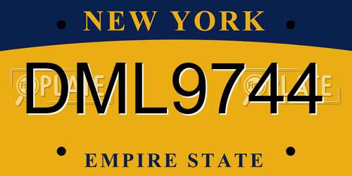 DML9744 New York License Plate