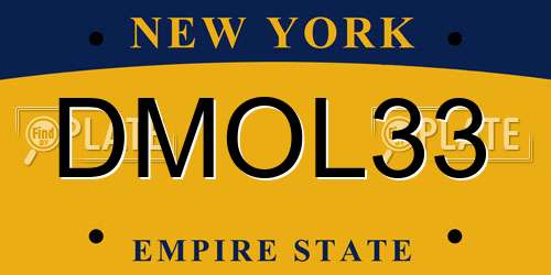 DMOL33 New York License Plate