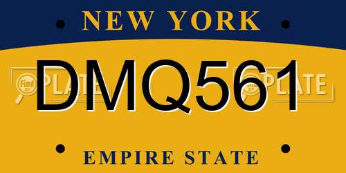 DMQ561 New York License Plate