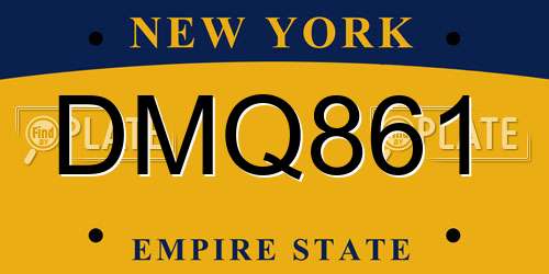 DMQ861 New York License Plate