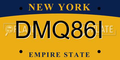 DMQ86I New York License Plate