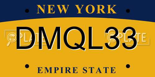 DMQL33 New York License Plate