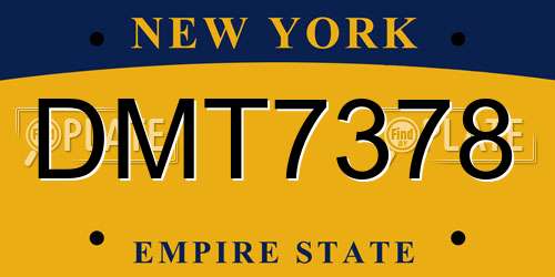 DMT7378 New York License Plate