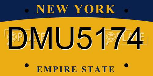DMU5174 New York License Plate