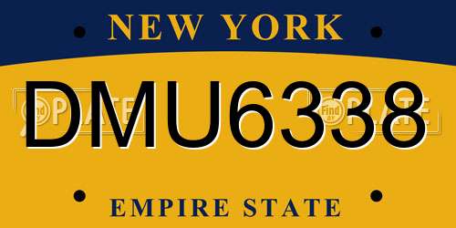 DMU6338 New York License Plate