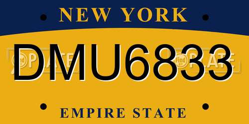 DMU6833 New York License Plate