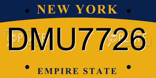 DMU7726 New York License Plate