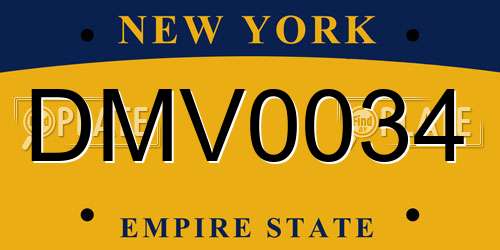 DMV0034 New York License Plate