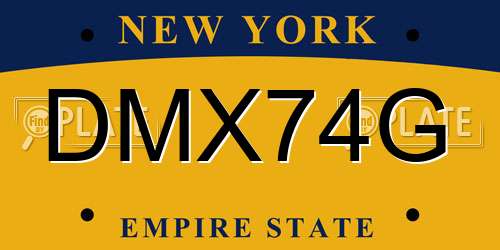 DMX74G New York License Plate