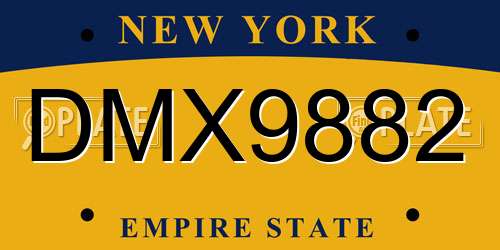 DMX9882 New York License Plate