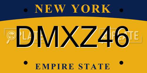 DMXZ46 New York License Plate