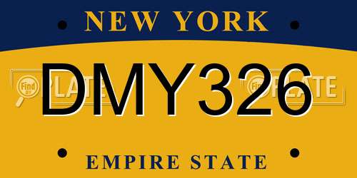 DMY326 New York License Plate