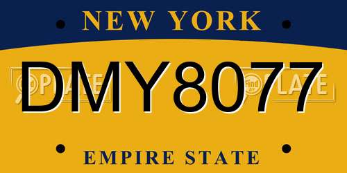 DMY8077 New York License Plate
