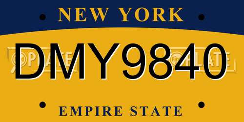 DMY9840 New York License Plate