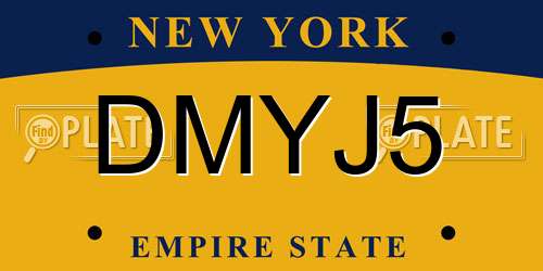 DMYJ5 New York License Plate