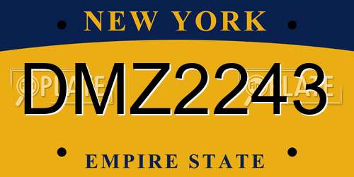 DMZ2243 New York License Plate
