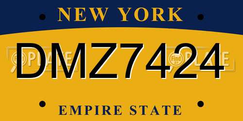 DMZ7424 New York License Plate