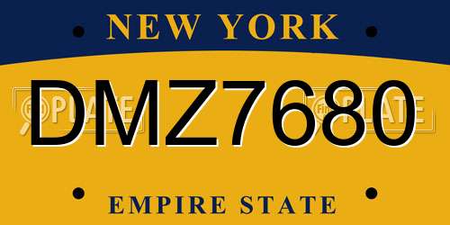 DMZ7680 New York License Plate