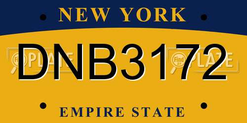DNB3172 New York License Plate