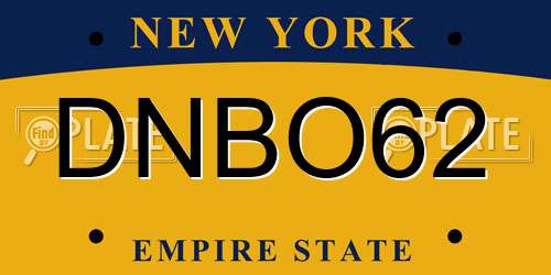 DNBO62 New York License Plate