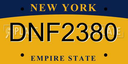 DNF2380 New York License Plate