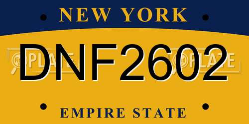 DNF2602 New York License Plate