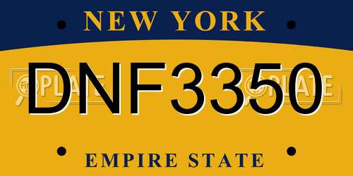 DNF3350 New York License Plate