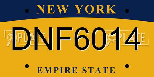 DNF6014 New York License Plate