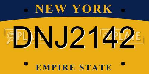 DNJ2142 New York License Plate