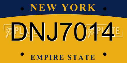 DNJ7014 New York License Plate